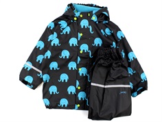 CeLaVi rainwear pants and jacket black/blue elephant